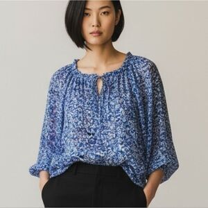 LOFT Spectral Blues patterned blouse